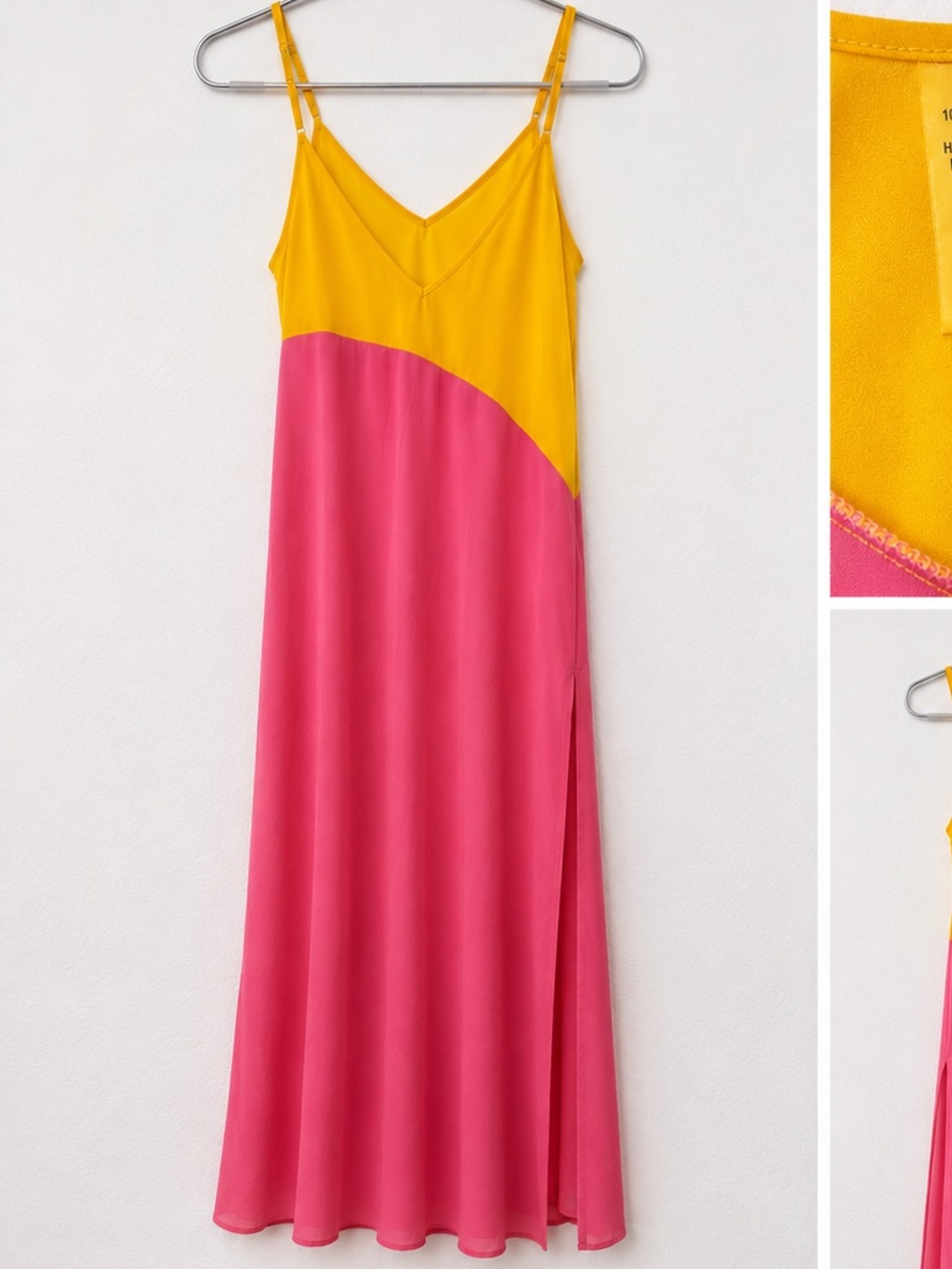 Lulu's Pink and Yellow Colorblock Slip Dress